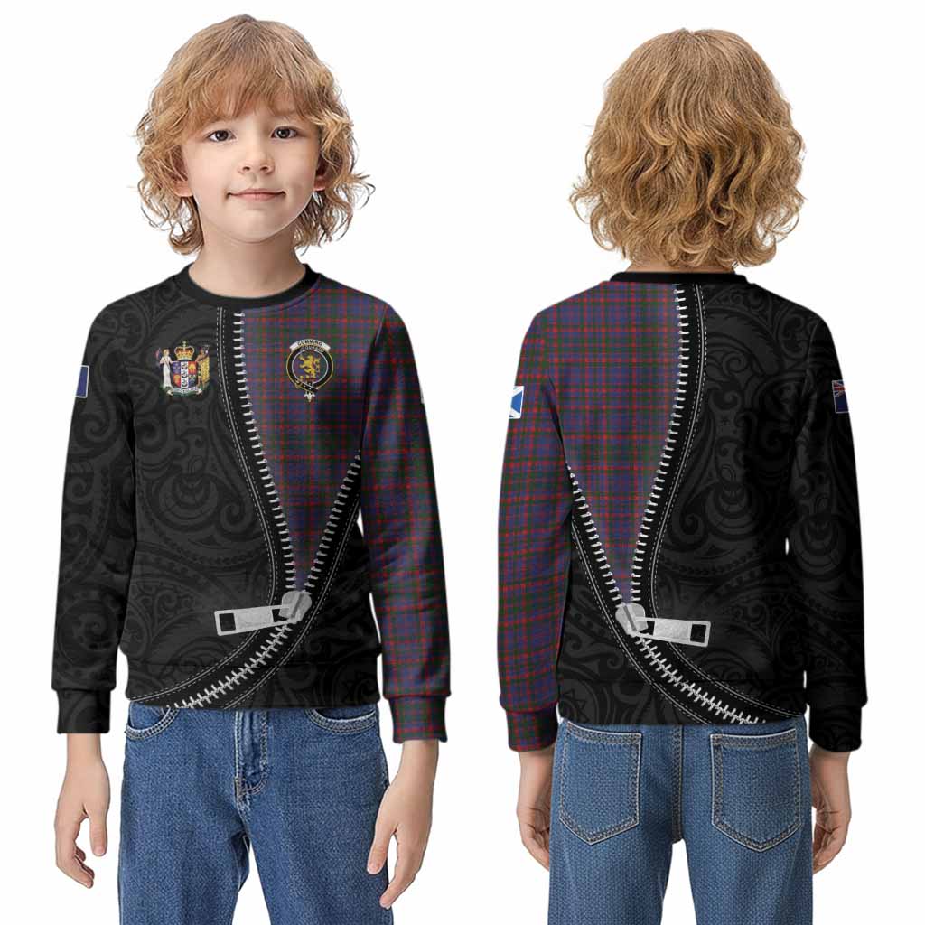 Cumming Tartan Kid Knitted Sweatshirt New Zealand Pattern Unique Zipper Stylized