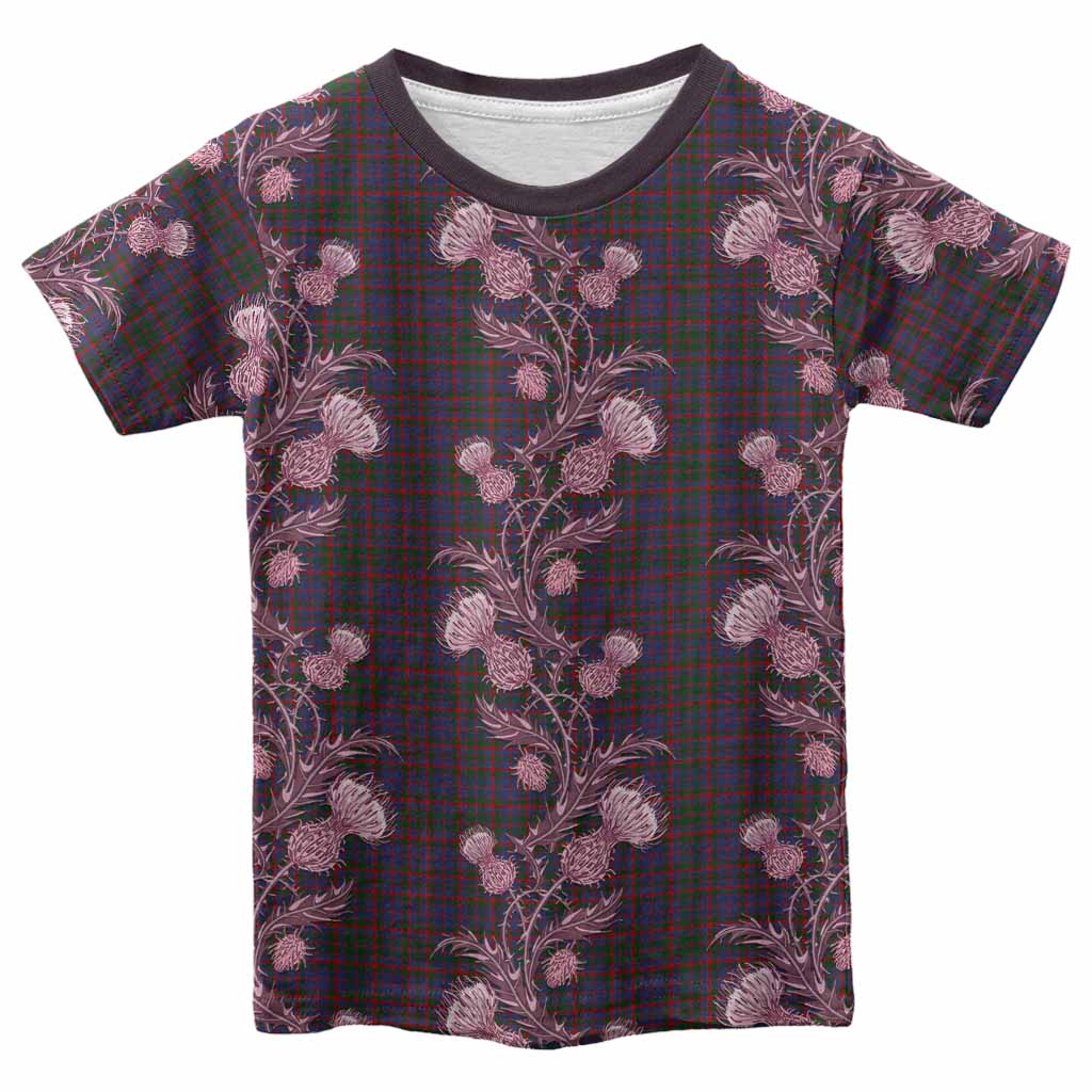 Cumming Tartan Kid T-shirt Seamless Scottish Thistle Flowers