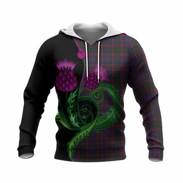Cumming Tartan Knitted Hoodie Traditional Scottish Thistle