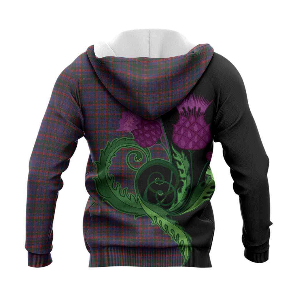 Cumming Tartan Knitted Hoodie Traditional Scottish Thistle