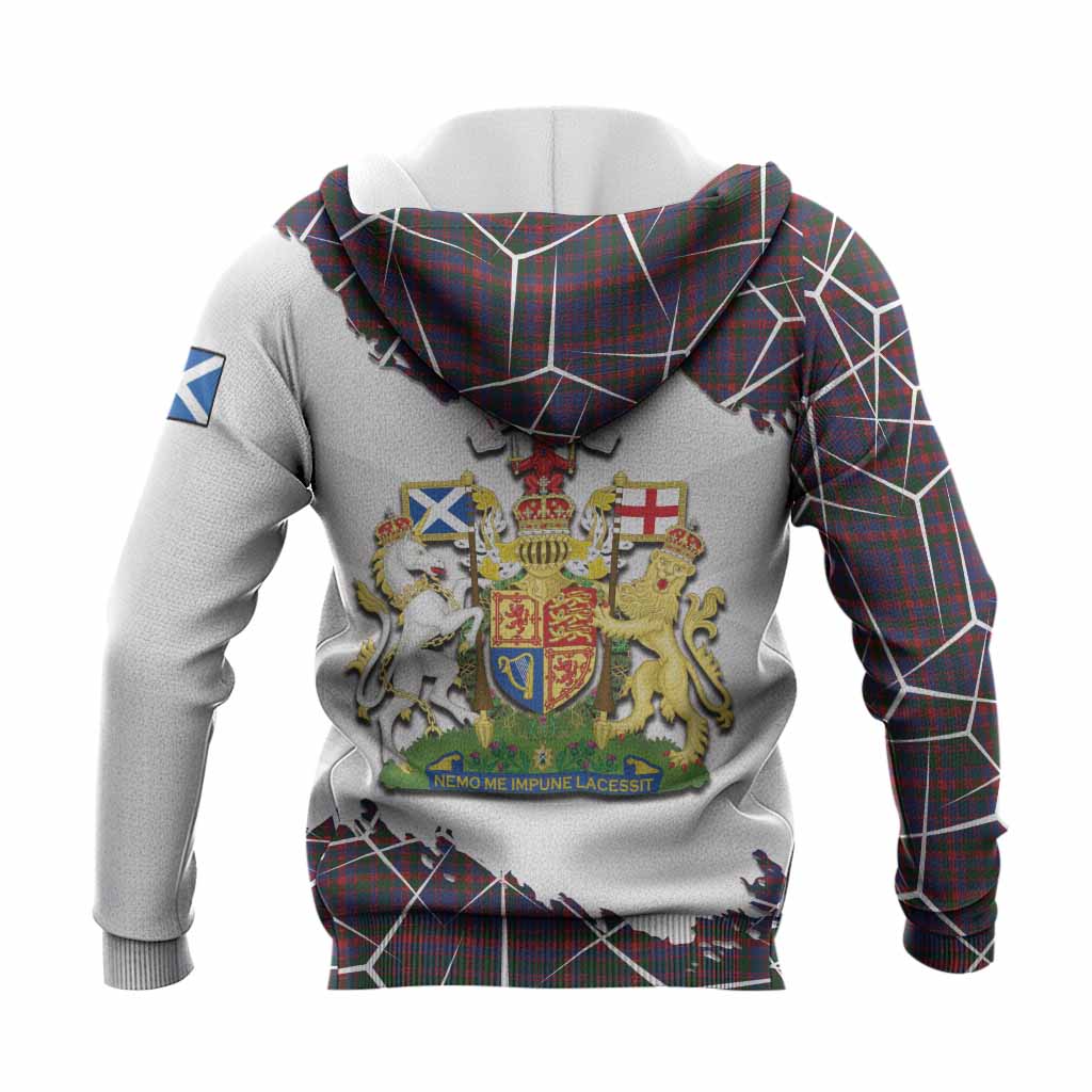 Cumming Tartan Knitted Hoodie with Family Crest and Lion Rampant Grunge Style
