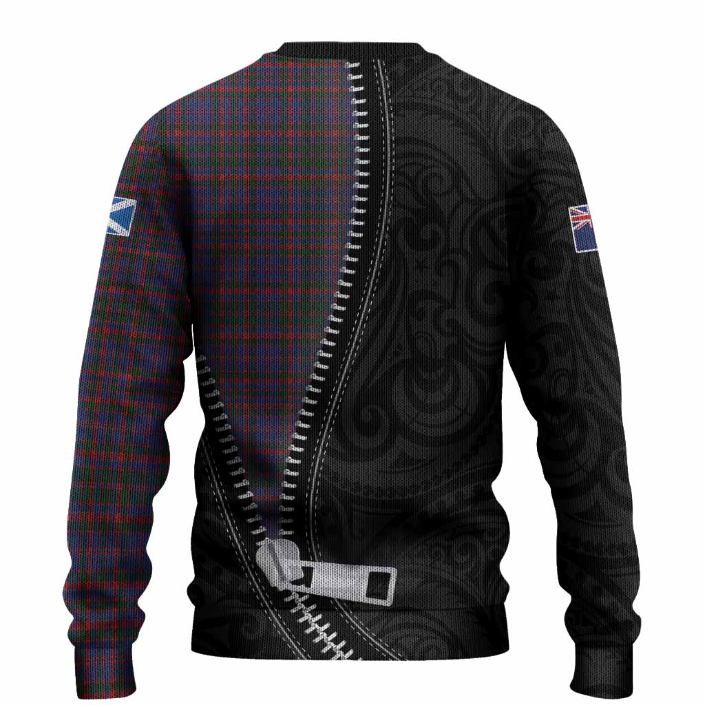 Cumming Tartan Knitted Sweater New Zealand Pattern Unique Zipper Stylized