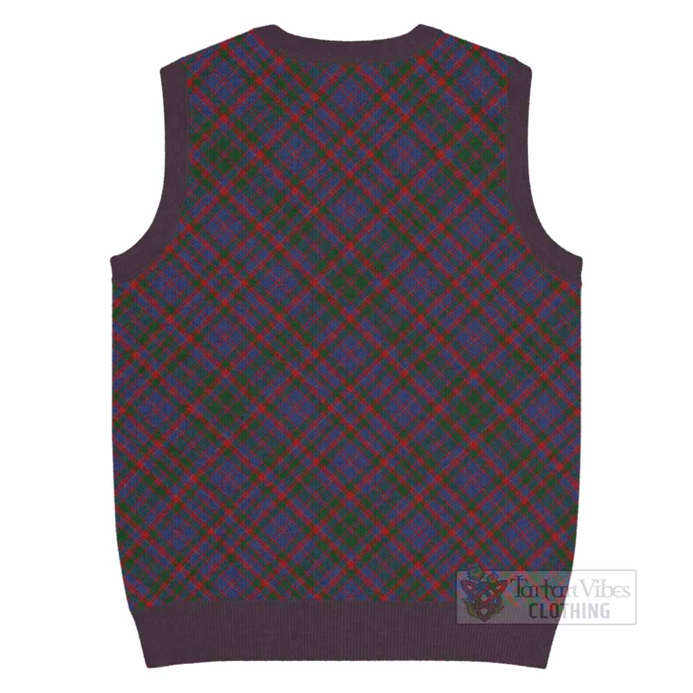 Cumming Tartan Knitted V-Neck Vest with Family Crest Cross Style
