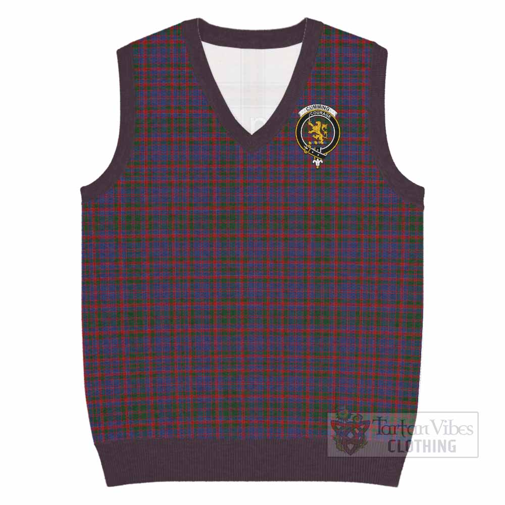 Cumming Tartan Knitted V-Neck Vest with Family Crest - Tartan Vibes Clothing