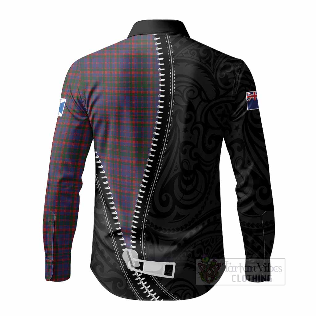 Cumming Tartan Long Sleeve Button Shirts New Zealand Pattern Unique Zipper Stylized