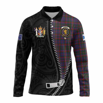 Cumming Tartan Long Sleeve Polo Shirt New Zealand Pattern Unique Zipper Stylized