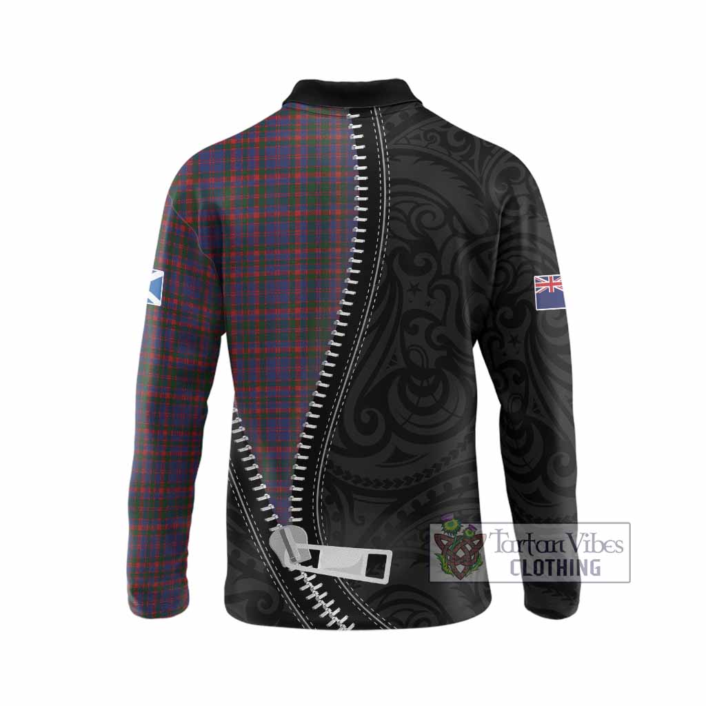 Cumming Tartan Long Sleeve Polo Shirt New Zealand Pattern Unique Zipper Stylized