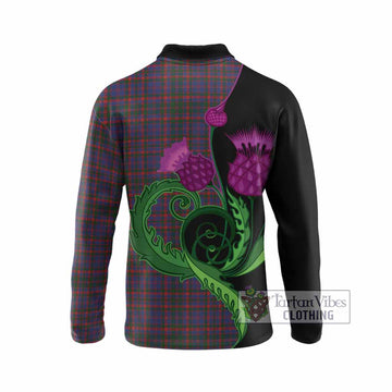 Cumming Tartan Long Sleeve Polo Shirt Traditional Scottish Thistle