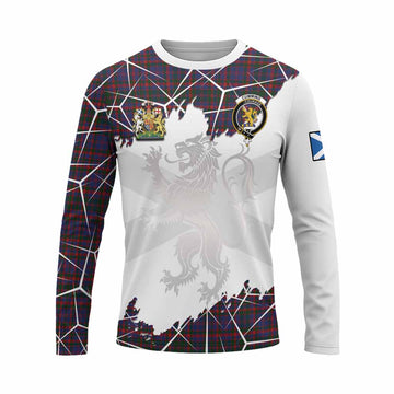 Cumming Tartan Long Sleeve T-Shirt with Family Crest and Lion Rampant Grunge Style