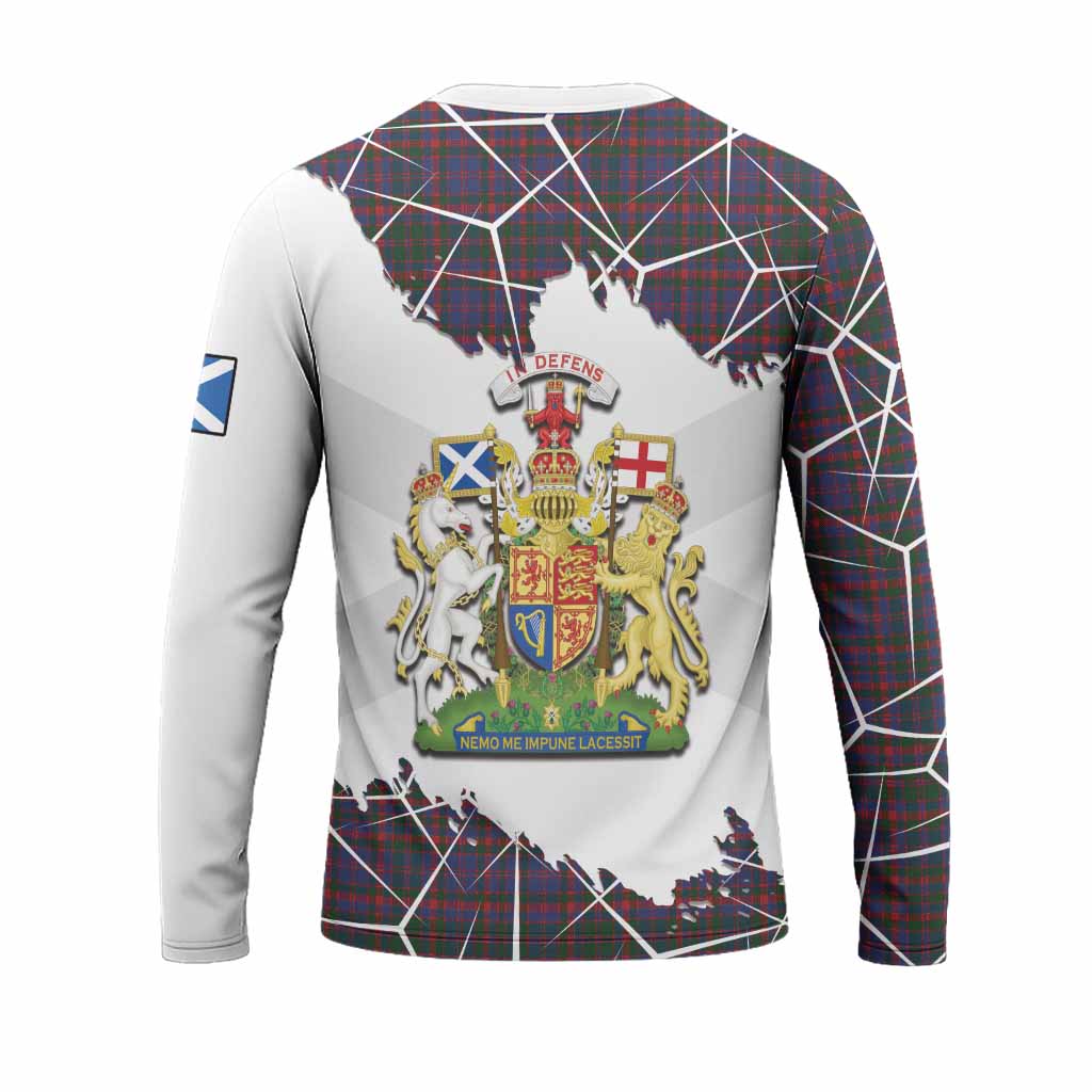 Cumming Tartan Long Sleeve T-Shirt with Family Crest and Lion Rampant Grunge Style