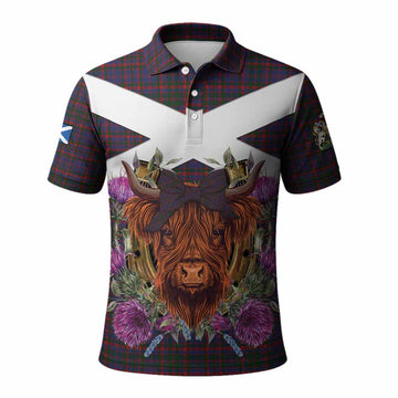 Cumming Tartan Polo Shirt Scottish Thistle Heilan Coo