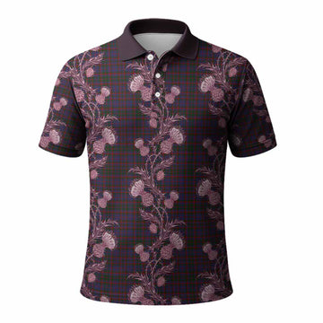 Cumming Tartan Polo Shirt Seamless Scottish Thistle Flowers