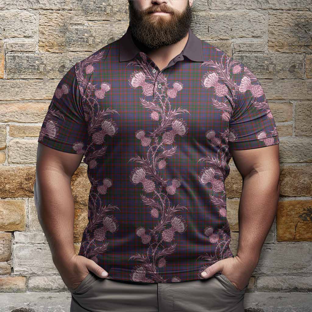 Cumming Tartan Polo Shirt Seamless Scottish Thistle Flowers