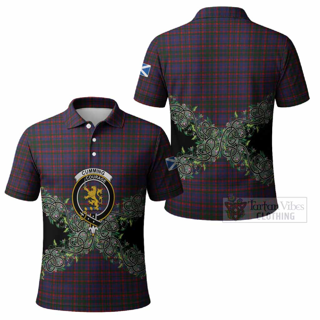 Cumming Tartan Polo Shirt Thistle Scottish Spirit