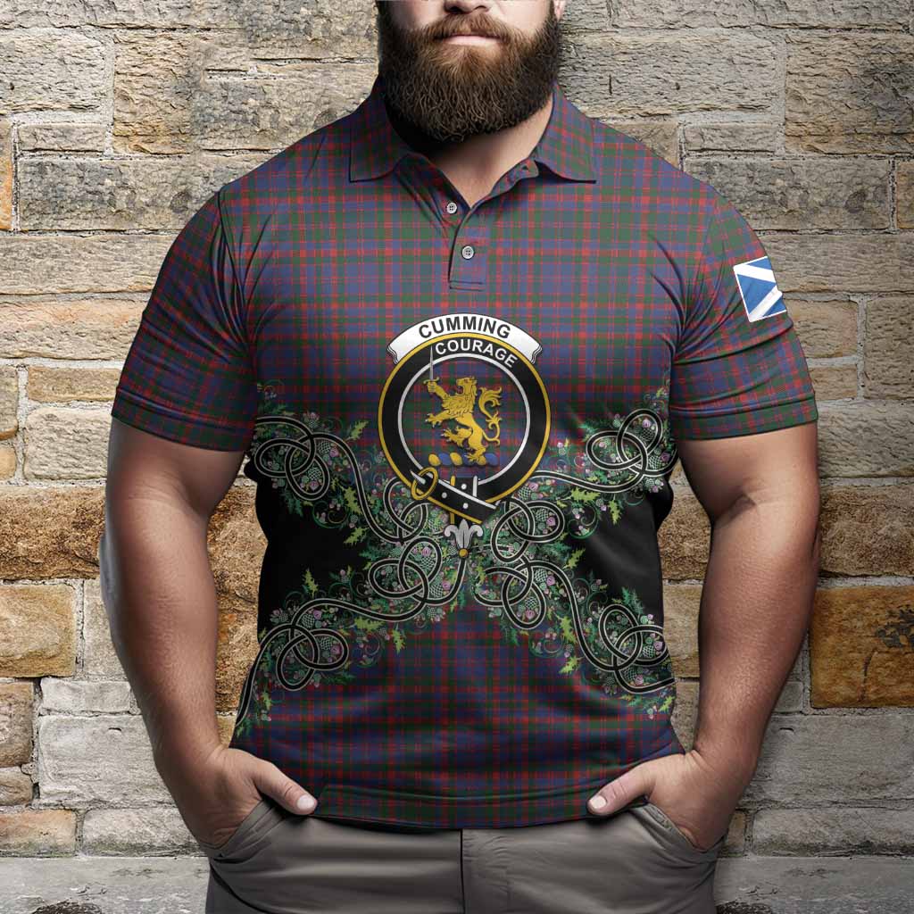 Cumming Tartan Polo Shirt Thistle Scottish Spirit