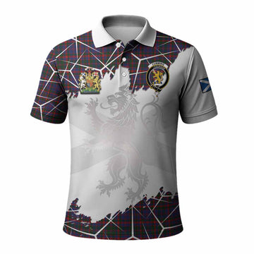 Cumming Tartan Polo Shirt with Family Crest and Lion Rampant Grunge Style