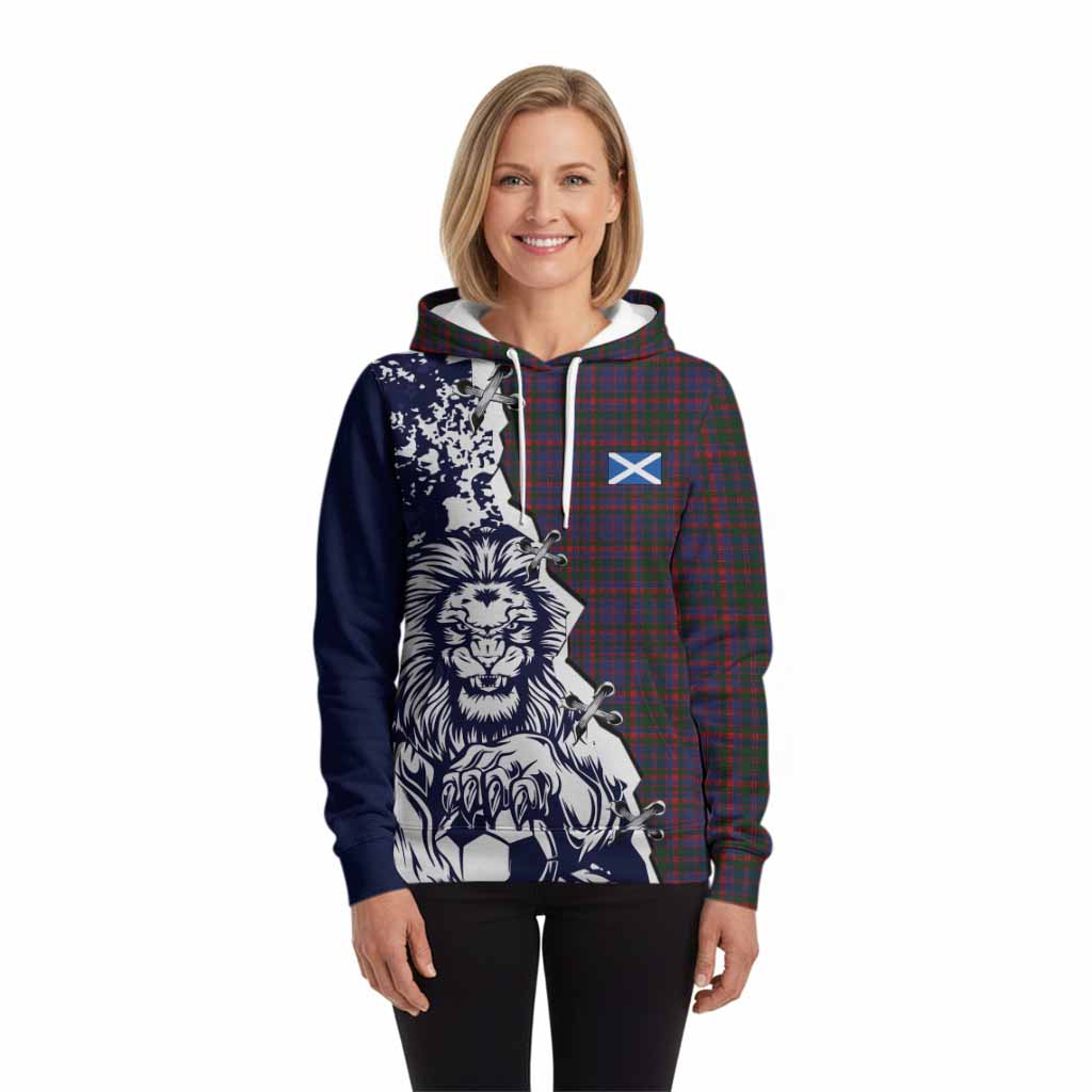 Cumming Tartan Scottish Hoodie Angry Lion With Soccer Ball Style