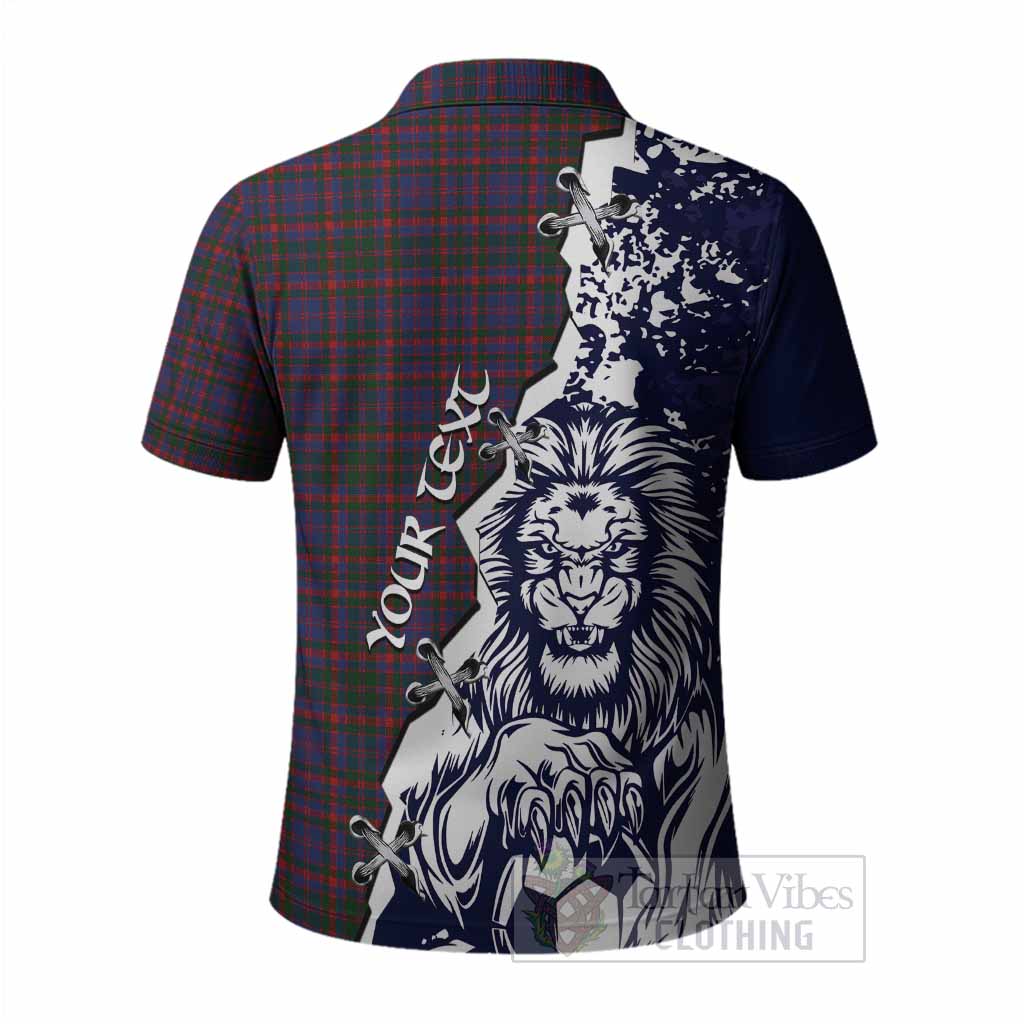 Cumming Tartan Scottish Polo Shirt Angry Lion With Soccer Ball Style