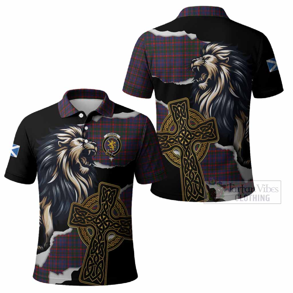 Cumming Tartan Scottish Polo Shirt Lion Celtic Heritage