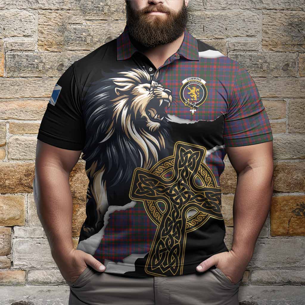 Cumming Tartan Scottish Polo Shirt Lion Celtic Heritage