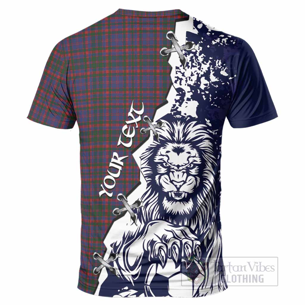Cumming Tartan Scottish T-Shirt Angry Lion With Soccer Ball Style