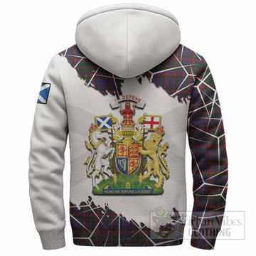 Cumming Tartan Sherpa Hoodie with Family Crest and Lion Rampant Grunge Style