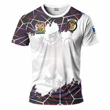 Cumming Tartan T-Shirt with Family Crest and Lion Rampant Grunge Style