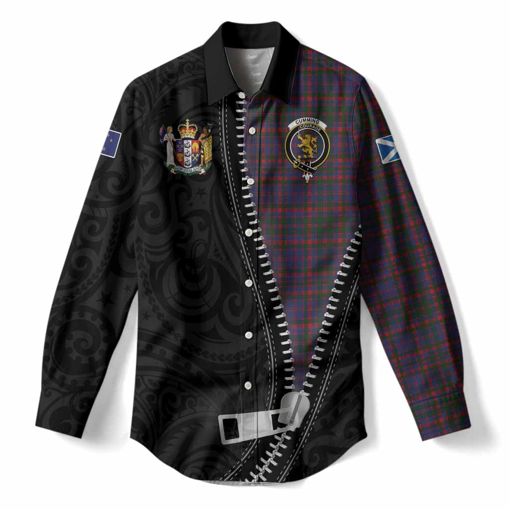 Cumming Tartan Women Casual Shirt New Zealand Pattern Unique Zipper Stylized