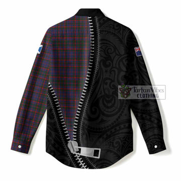 Cumming Tartan Women Casual Shirt New Zealand Pattern Unique Zipper Stylized