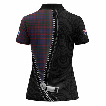 Cumming Tartan Women Polo Shirt New Zealand Pattern Unique Zipper Stylized