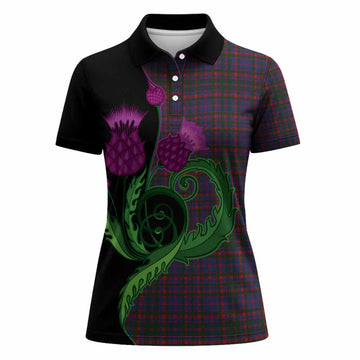 Cumming Tartan Women Polo Shirt Traditional Scottish Thistle