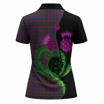 Cumming Tartan Women Polo Shirt Traditional Scottish Thistle