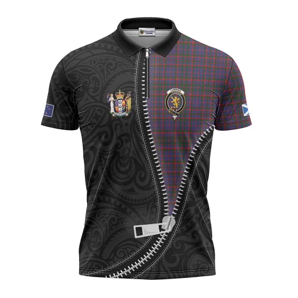 Cumming Tartan Zipper Polo Shirt New Zealand Pattern Unique Zipper Stylized