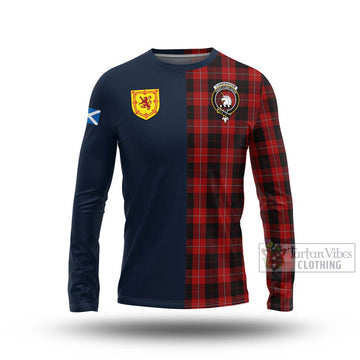 Cunningham Tartan Long Sleeve T-Shirt Alba with Scottish Lion Royal Arm Half Style