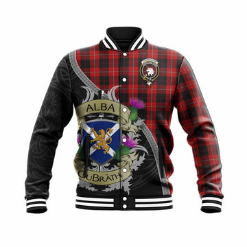 Cunningham Tartan Family Crest Baseball Jacket Lion Rampant Royal Thistle Shield Celtic Inspired
