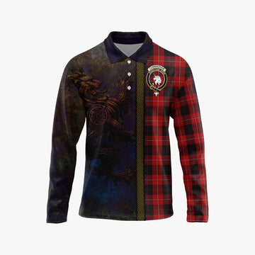 Cunningham Tartan Family Crest Long Sleeve Polo Shirt Alba Gu Brath Be Brave Lion Ancient Style
