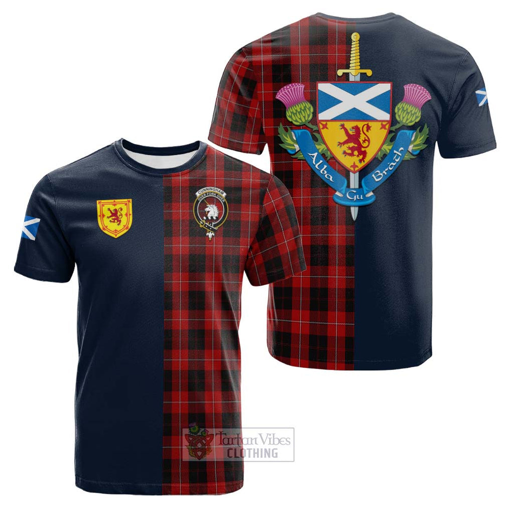 Tartan Vibes Clothing Cunningham Tartan Cotton T-shirt with Scottish Lion Royal Arm Half Style