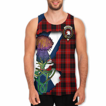 Tartan Vibes Clothing Cunningham Tartan Family Crest Men's Tank Top Scottish Thistle Celtic Inspired