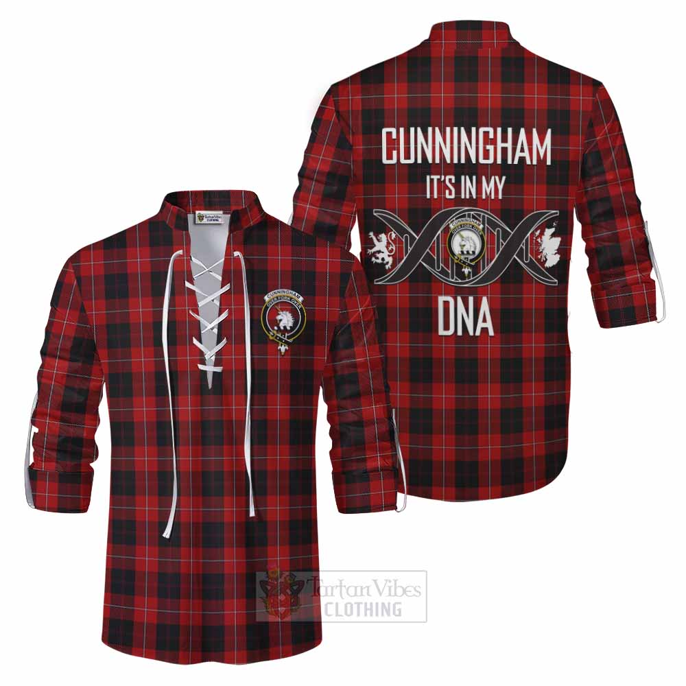 Tartan Vibes Clothing Cunningham Tartan Ghillie Kilt Shirt with Family Crest DNA In Me Style