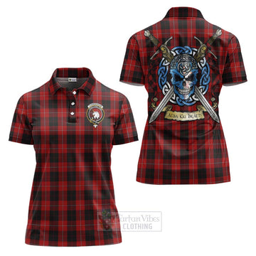Tartan Vibes Clothing Cunningham Tartan Women's Polo Shirt with Family Crest Celtic Skull Style