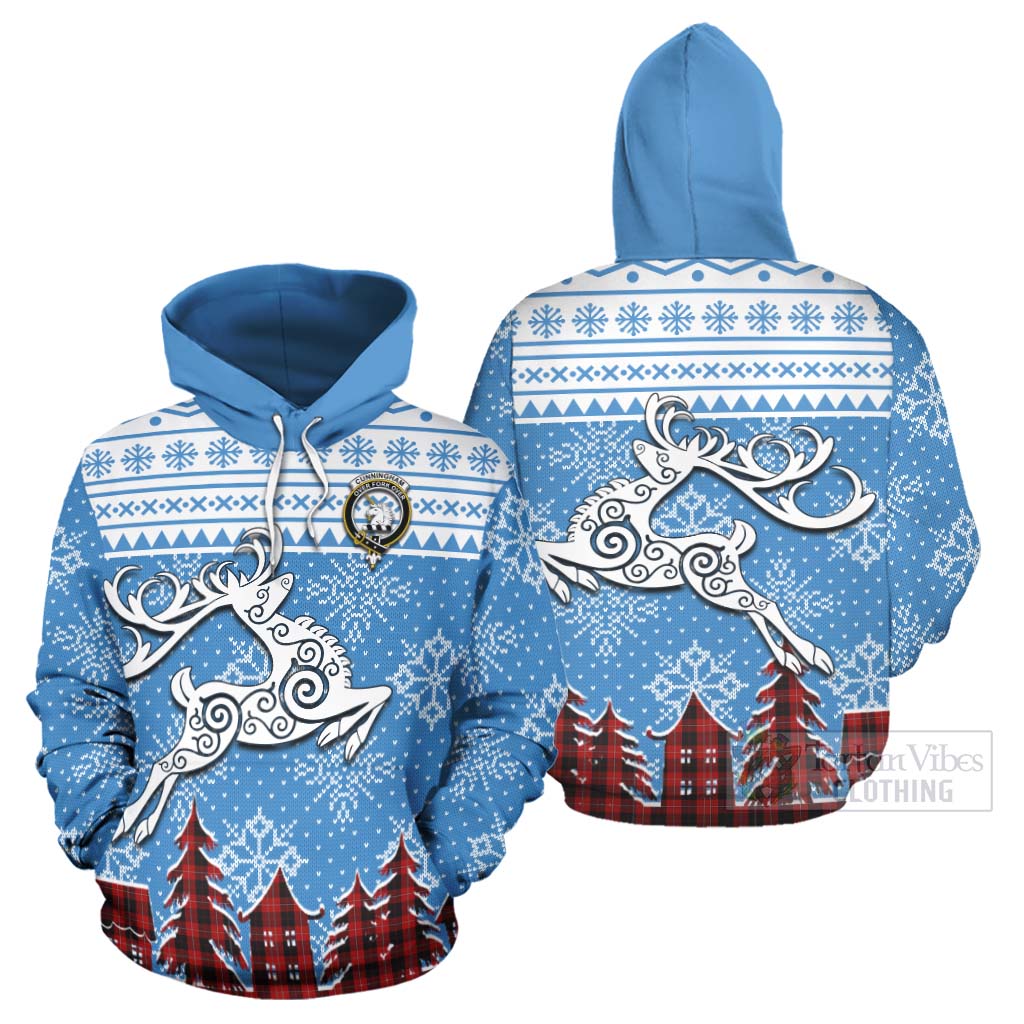 Tartan Vibes Clothing Cunningham Clan Christmas Hoodie Celtic Reindeer Style