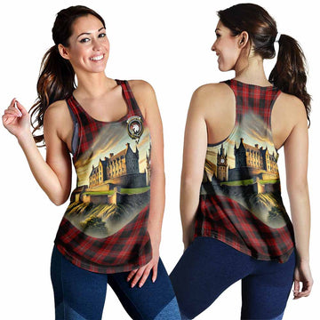 Tartan Vibes Clothing Cunningham Tartan Family Crest Women's Racerback Tanks with Scottish Ancient Castle Style