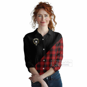 Cunningham Tartan Women's Casual Shirt with Family Crest and Military Logo Style