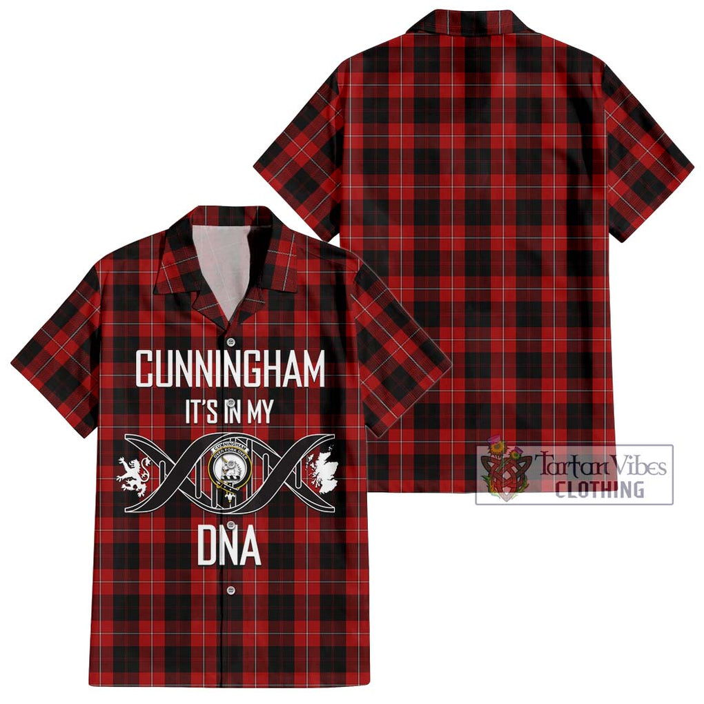 Cunningham Tartan Short Sleeve Button Shirt with Family Crest DNA In Me Style Kid - Tartanvibesclothing Shop