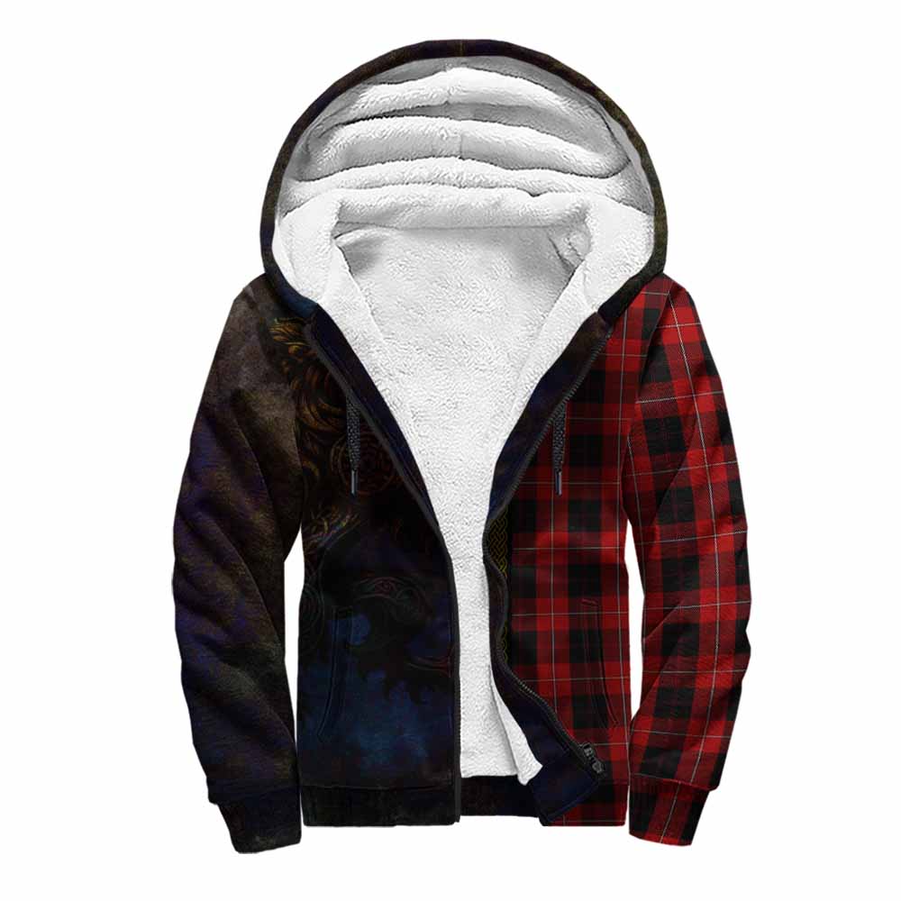 Tartan Vibes Clothing Cunningham Tartan Family Crest Sherpa Hoodie Alba Gu Brath Be Brave Lion Ancient Style