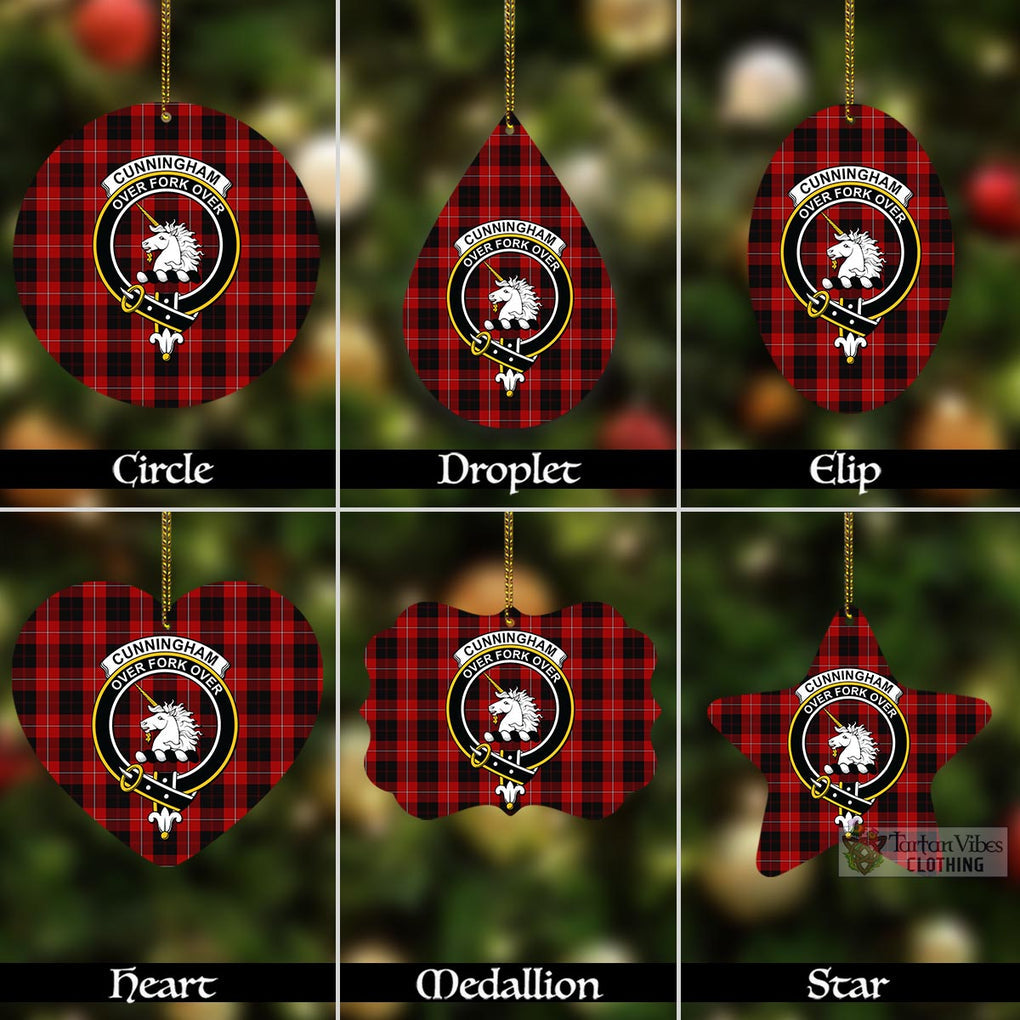 Tartan Vibes Clothing Cunningham Tartan Christmas Aluminium Ornament with Family Crest