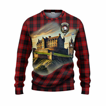 Tartan Vibes Clothing Cunningham Tartan Family Crest Knitted Sweater with Scottish Ancient Castle Style