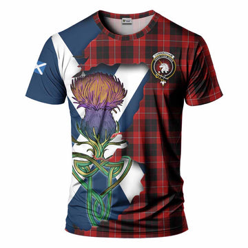 Tartan Vibes Clothing Cunningham Tartan Family Crest T-Shirt Scottish Thistle Celtic Inspired