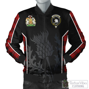 Cunningham Tartan Bomber Jacket with Family Crest and Scottish Thistle Vibes Sport Style