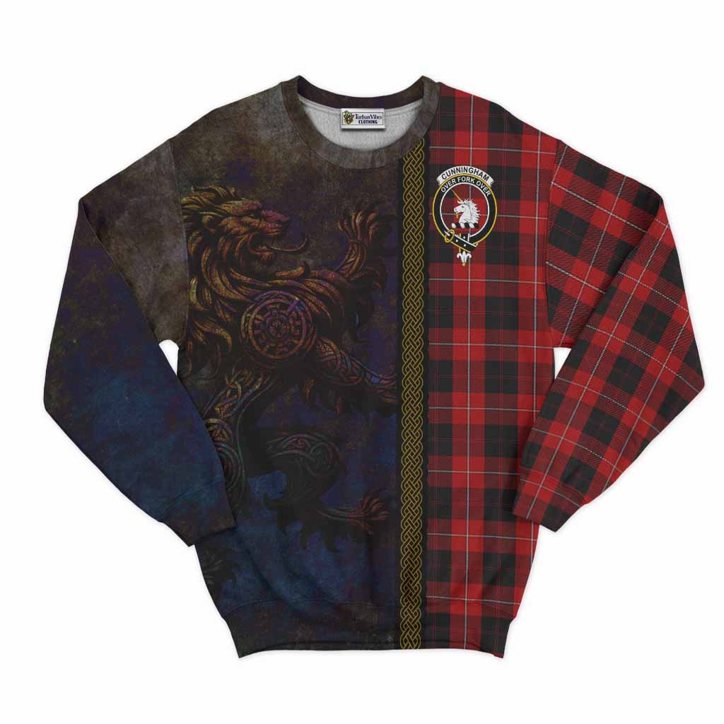 Tartan Vibes Clothing Cunningham Tartan Family Crest Sweatshirt Alba Gu Brath Be Brave Lion Ancient Style
